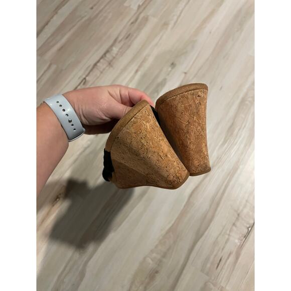 Toms Serena Cork Wedge Sandal platform heel black size 5.5 - Picture 4 of 6